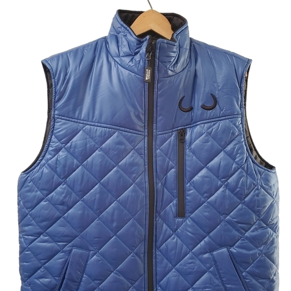Wuxly (Wully) Quilted Puffer Blue Eagle Vest Size Large - Picture 2 of 12